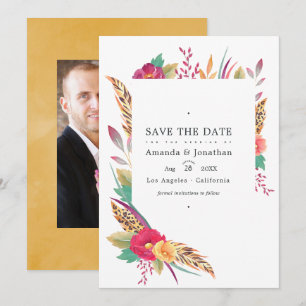 Waterverf Floral Safari Wedding Foto Save The Date