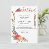 Waterverf Floral Safari Wedding Kaart (Staand voorkant)