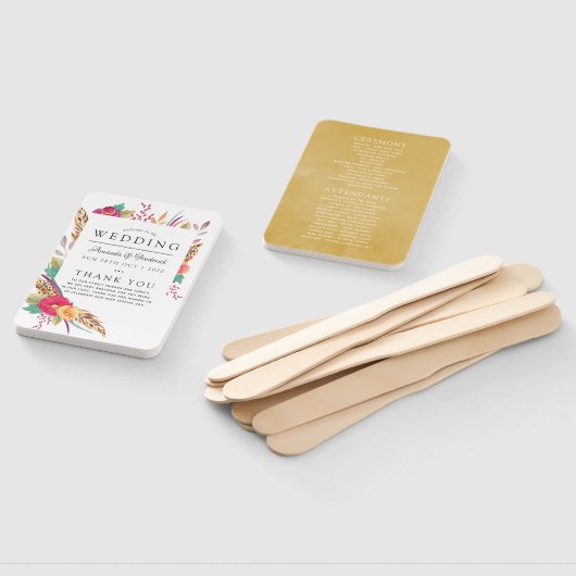 Waterverf Floral Safari Wedding Programme Handwaaier (Niet-gemonteerd)