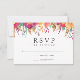 Waterverf Floral Safari Wedding RSVP Kaartje