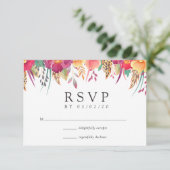 Waterverf Floral Safari Wedding RSVP Kaartje (Staand voorkant)