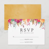 Waterverf Floral Safari Wedding RSVP Kaartje (Voorkant / Achterkant)