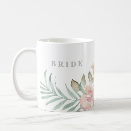 Waterverf Floral Sage Green Wedding Bride Koffiemok (Links)
