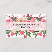 Waterverf Floral Salon Hair Stylist Makeup Artist Visitekaartje (Voorkant)