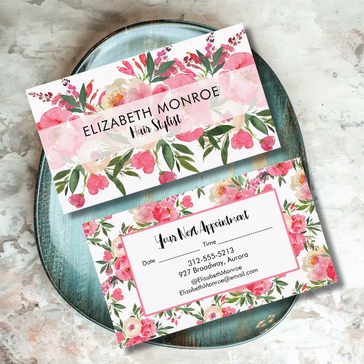 Waterverf Floral Salon Hair Stylist Makeup Artist Visitekaartje