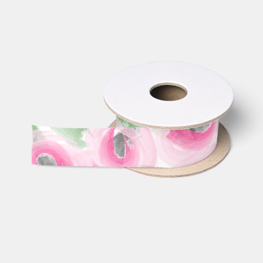 Waterverf Floral Satijnen Lint (Spoel)