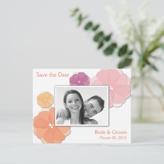 Waterverf Floral Save the Date Briefkaarten (Staand voorkant)