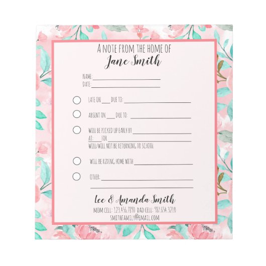 Waterverf Floral School Note 1 Notitieblok (Voorkant)