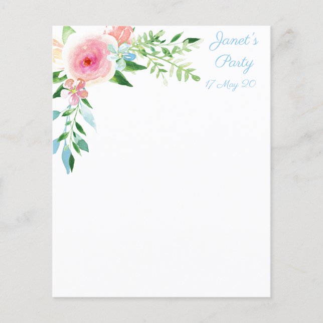 Waterverf Floral Scrapbook Paper (Voorkant)