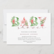 Waterverf floral script baby shower uitnodiging