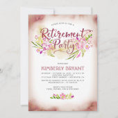Waterverf Floral Script Elegant Retirement Party Kaart (Voorkant)