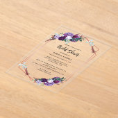 Waterverf Floral Script Elegant Vrijgezellenfeest Acryl Uitnodigingen (Laagn)