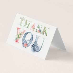 Waterverf floral script foto gevouwen bedankt kaart