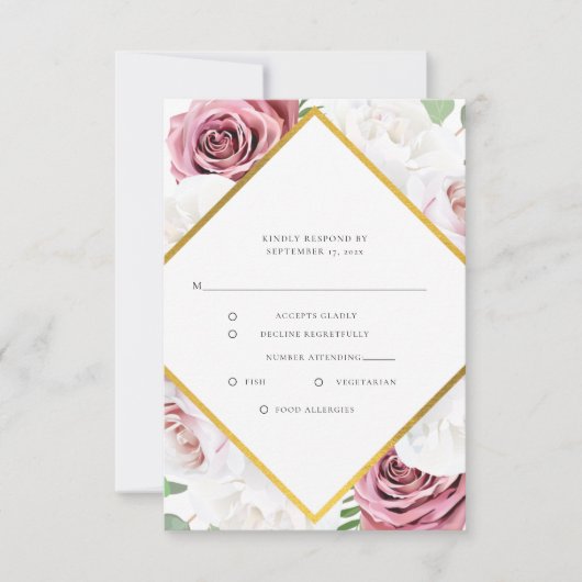 Waterverf Floral Script Modern Wedding RSVP Kaartje (Voorkant)