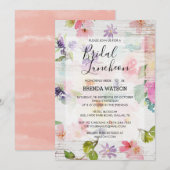 Waterverf Floral Script Vrijgezellenfeest Luncheon Kaart (Voorkant / Achterkant)