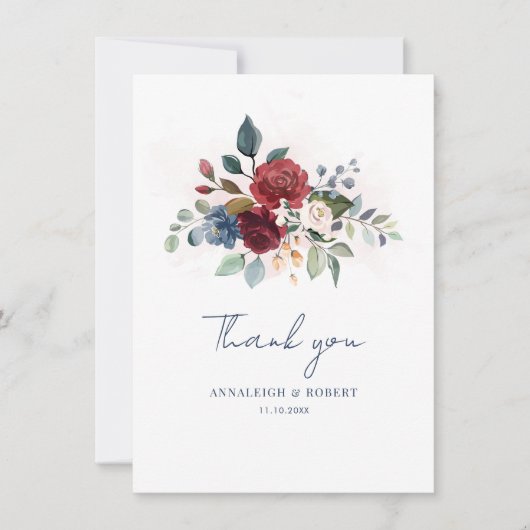 Waterverf Floral Script Wedding Bedankt (Voorkant)