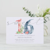 Waterverf floral script zilverzoete zestien kaart (Staand voorkant)