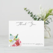 Waterverf Floral Scripting Dank u Kaart (Staand voorkant)