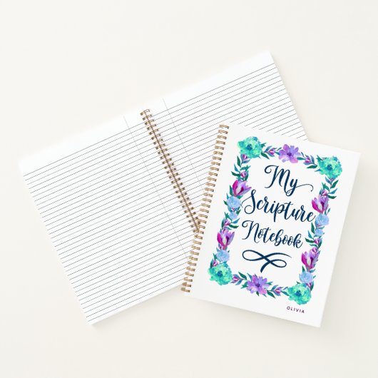 Waterverf Floral Scripture Notitieboek (Binnen)