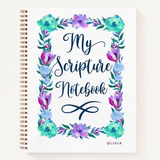 Waterverf Floral Scripture Notitieboek (Voorkant)