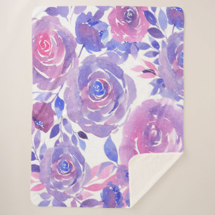 Waterverf Floral Sherpa Blanket Deken