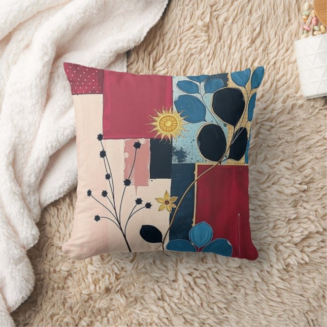 Waterverf Floral Sierkussen - Elegant Modern Bo (Deken)