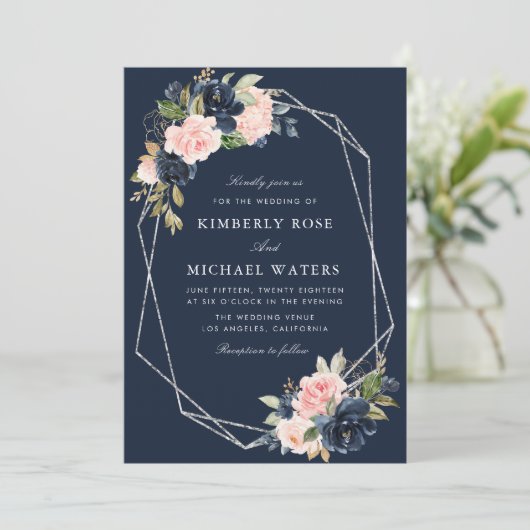 Waterverf floral Silver bruiloft Kaart (Staand voorkant)