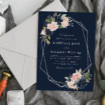 Waterverf floral Silver bruiloft Kaart<br><div class="desc">Een Navy blauw en duw Floral ontwerp met een zilveren geometrisch lijst met tekst in het midden. De blauwe roze en marinesblauwe bloemen zijn perfect voor je zomer-, winter- en valtrouwthema's. U kunt de tekst, tekstgrootte, kleur en doopvont op deze sjabloon veranderen. De achtergrond van de marine kan ook worden...</div>