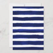 Waterverf Floral Silver Navy Blue Stripes Kaart (Achterkant)