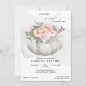 Waterverf Floral Silver White Pumpkin Baby shower Kaart (Voorkant)