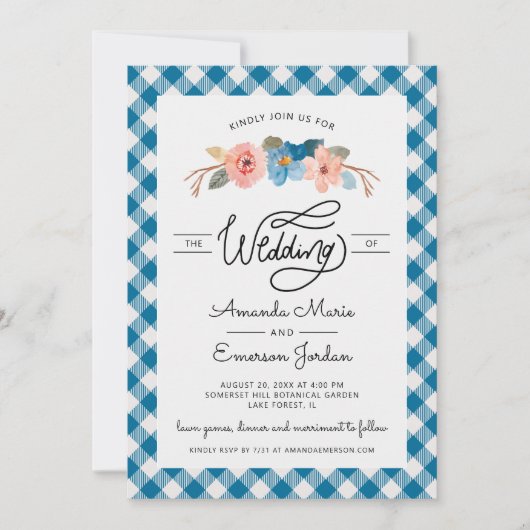 Waterverf Floral Simple Fun Casual bruiloft Kaart (Voorkant)