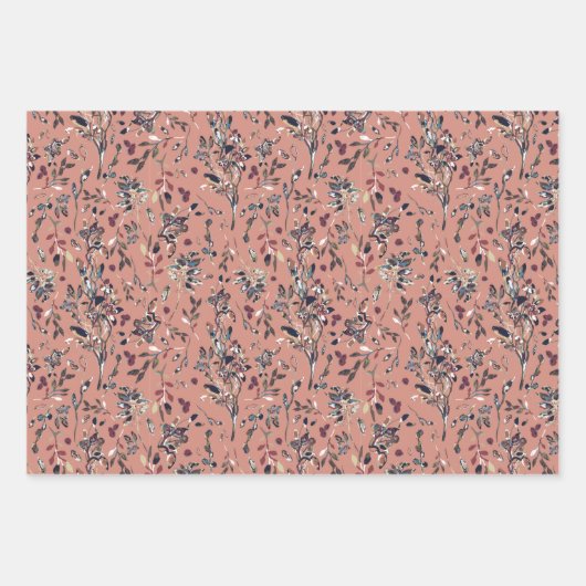 Waterverf Floral Sinaasappel van de moderne blader Inpakpapier Vel (Voorkant 2)