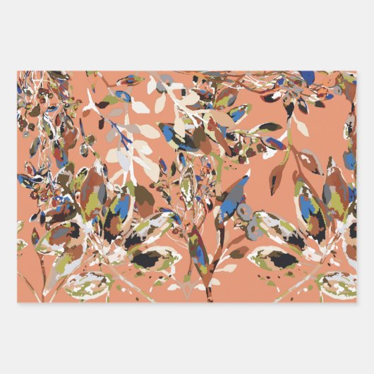 Waterverf Floral Sinaasappel van de moderne blader Inpakpapier Vel (Voorkant)