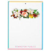 Waterverf Floral Sjabloon Blauw groen Klembord (Achterkant)