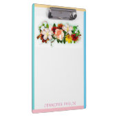 Waterverf Floral Sjabloon Blauw groen Klembord (Rechts)