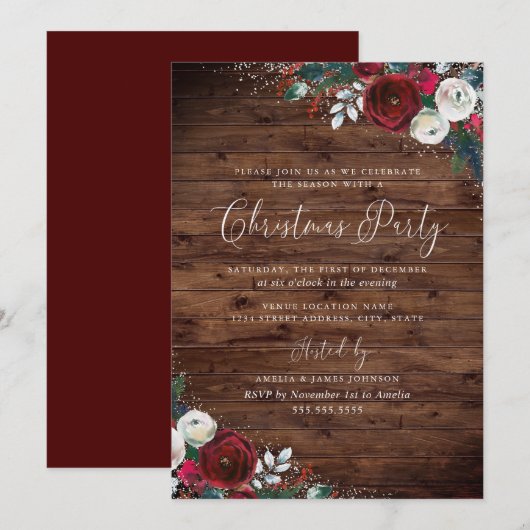 Waterverf Floral Sneeuwkerst in Roustic Kaart (Voorkant / Achterkant)