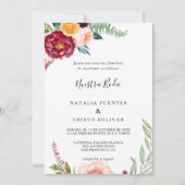 Waterverf Floral Spaans huwelijk Kaart (Voorkant)