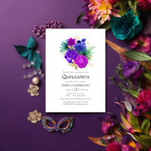 Waterverf Floral Spaans Mardi Gras Quinceañera