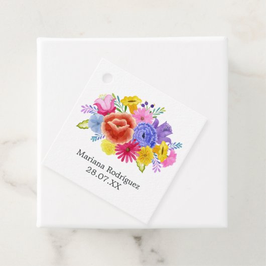 Waterverf Floral Spain Fiesta Quinceañera Bedankjes Labels (In situ)