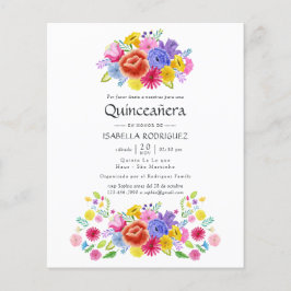 Waterverf Floral Spain Fiesta Quinceañera Flyer