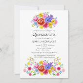 Waterverf Floral Spain Fiesta Quinceañera Kaart (Voorkant)