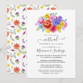 Waterverf Floral Spain Fiesta Virtual Wedding Kaart