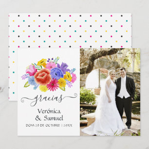 Waterverf Floral Spain Fiesta Wedding Foto Bedankkaart