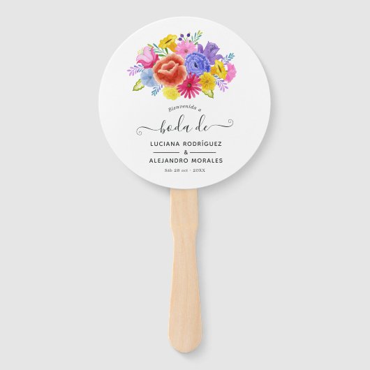 Waterverf Floral Spain Fiesta Wedding Hartelijk da Handwaaier (Voorkant)
