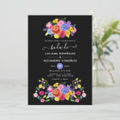 Waterverf Floral Spain Fiesta Wedding Kaart (Staand voorkant)