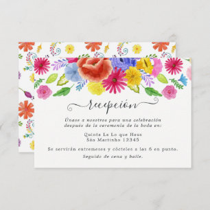 Waterverf Floral Spain Fiesta Wedding Reception Informatiekaartje