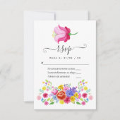Waterverf Floral Spain Fiesta Wedding RSVP Kaart (Voorkant)