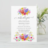 Waterverf Floral Spain Fiesta Wedding Update Kaart (Staand voorkant)