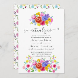 Waterverf Floral Spain Fiesta Wedding Update Kaart