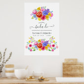 Waterverf Floral Spain Fiesta Wedding Welcome Poster (Keuken)